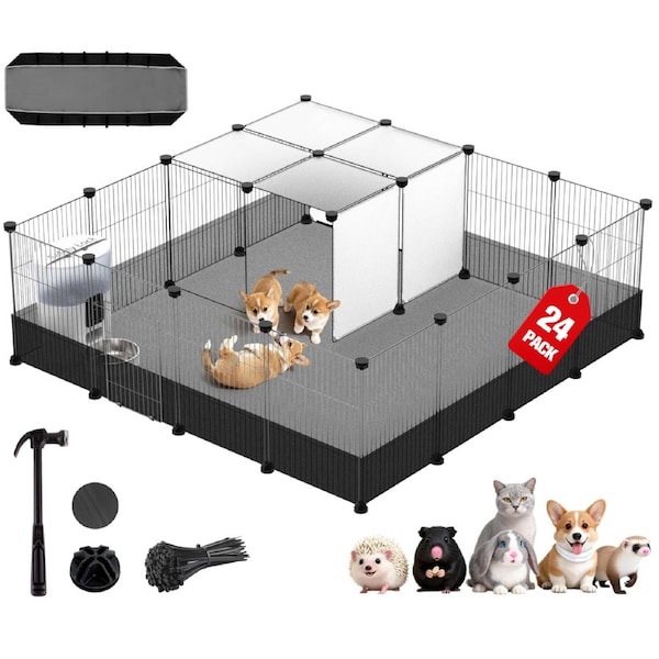 Advwin 24 Panels Small Animal Cage Rabbit Hutch Hamsters Pet Playpen