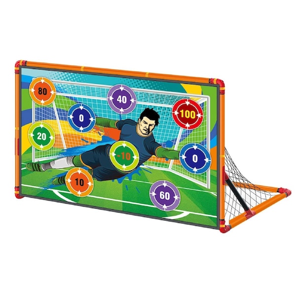Kids Soccer Goal Set Backyard 2 in 1 Football Training Net Folding Posts 137cm Cones Pump Balls Bag