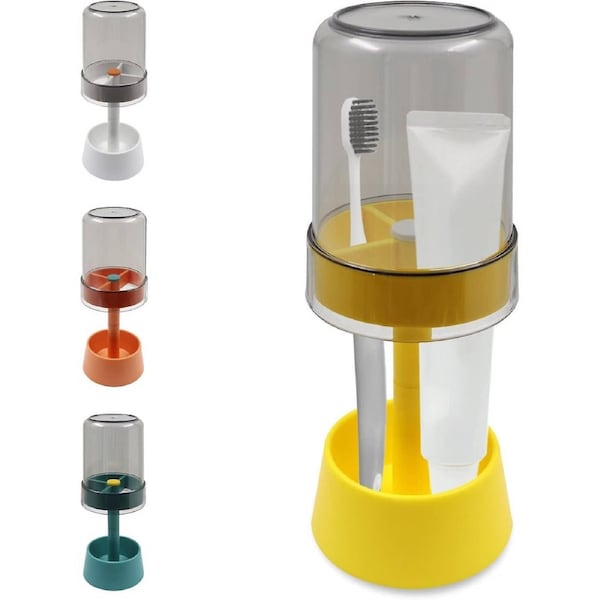 Toothbrush Holder With Toothbrush Cup/set,toothpaste Holder With 3 Slots,dental Storage Holder For Electric Toothbrush,toothpaste (yellow)