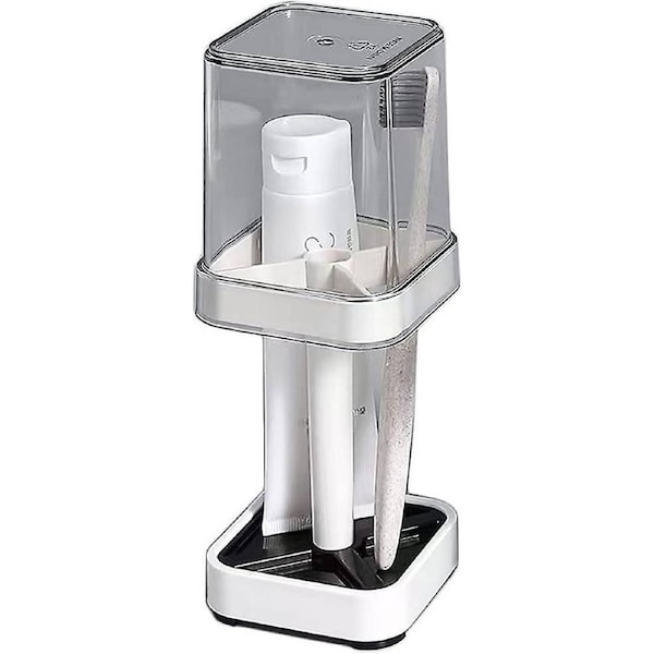 1 Piece Toothbrush Holder With Lid/cup, 3 Slot Bathroom Toothbrush Holder, Compatible Toothpaste, Traditional Toothbrush, Comb Multi-function Storage