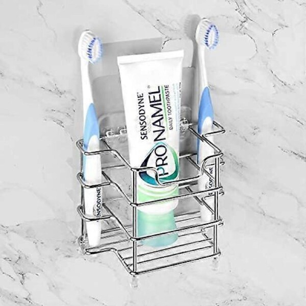 Wall mounted toothbrush holder (stainless steel color), suitable for bathroom, shower, electric toothbrush, stainless steel toothbrush holder, toothpa