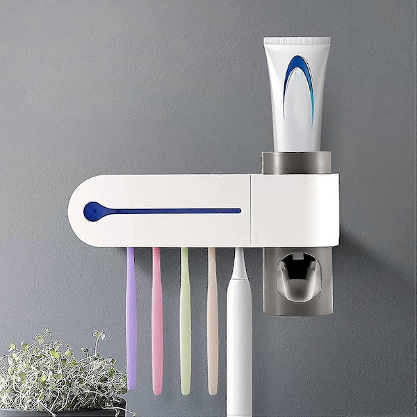 Toothbrush Holder, Uv Sterilization Toothbrush Holder Automatic Toothpaste Dispenser Usb Power Supply For 5 Toothbrushes