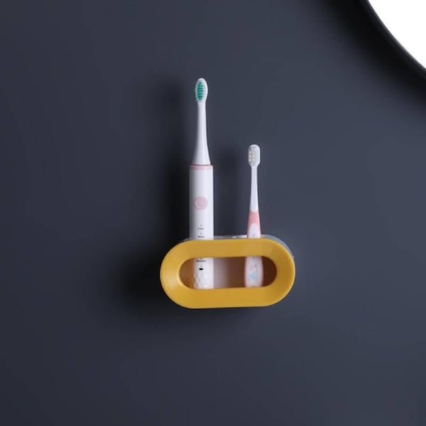Double Hole Toothbrush Rack Bathroom Electric Toothbrush Holder Punch black