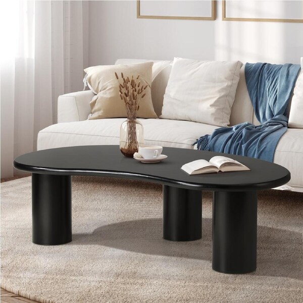 Oikiture Coffee Table Sofa Cafe Desk Side Tables Living Room Irregular Cloud Black