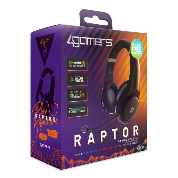 4Gamers Raptor Gaming Headset - Black Black
