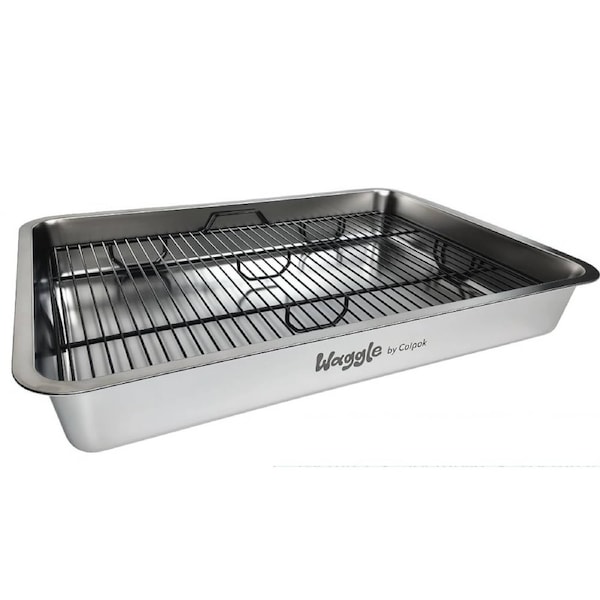 Waggle Stainless Steel Dog Pet Litter Tray With Removable Grid