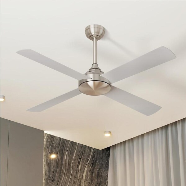 Vevare 52" Ceiling Fan AC Motor 4 Blades Fans with Remote Control Timer Silver