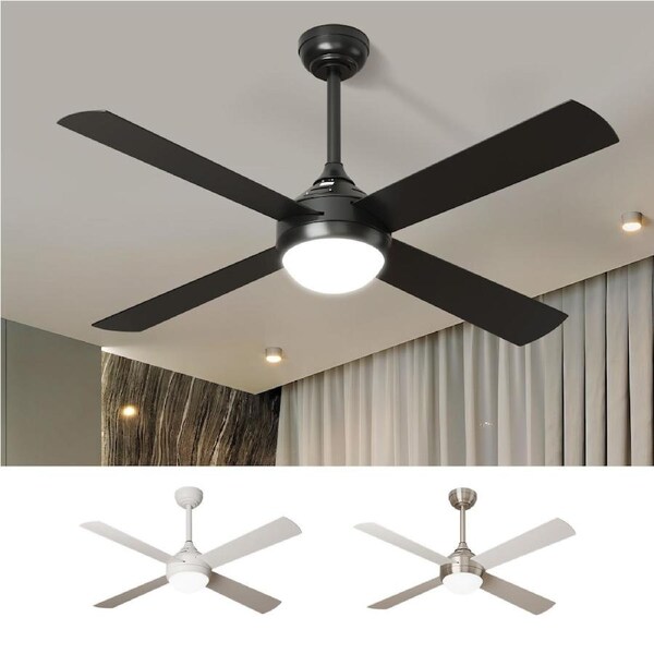 Vevare 52'' Ceiling Fan AC Motor with Light Remote Control 4 Blades Fans Black