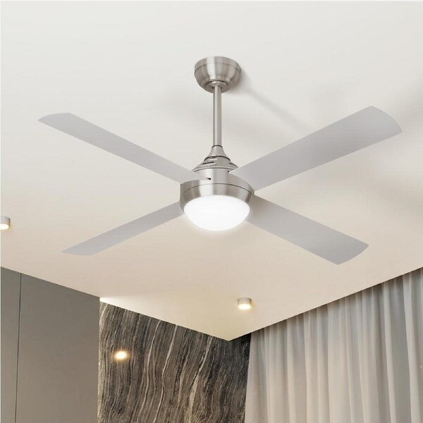 Vevare 52'' Ceiling Fan AC Motor with Light Remote Control 4 Blades Fans Silver