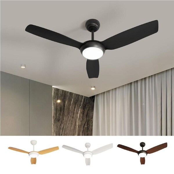 Vevare 52'' Ceiling Fans DC Motor with Lights Remote Control 5 Speed 3 Blades Black