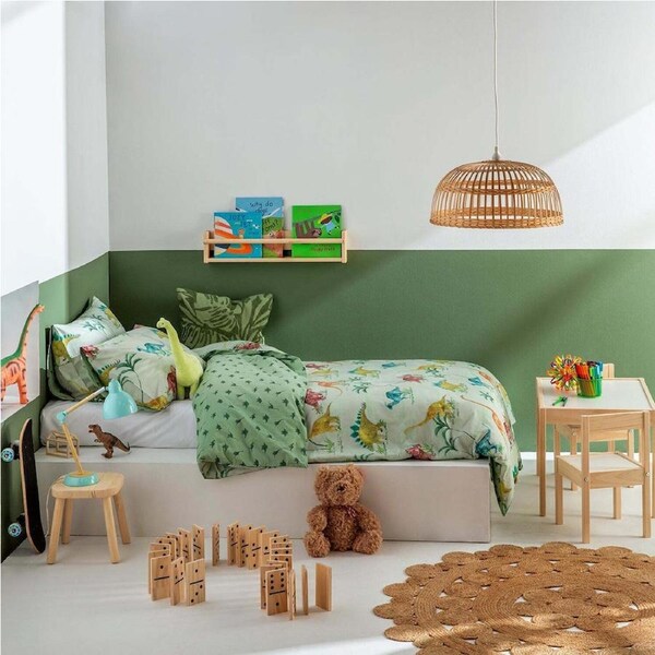 Kas Kids Dinosaur Bed Quilt Cover Set w/ 2x Pillowcases Multicoloured Double