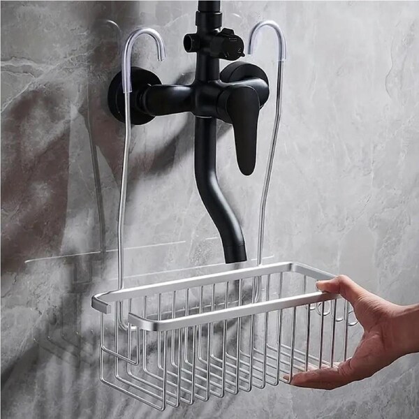 Hanging Shower Rack Bathroom Caddy Aluminium Alloy Rust Free Waterproof Bath Storage Organizer - Silver Silver
