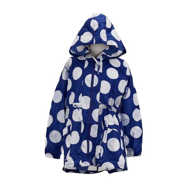 Annabel Trends Pongee Hoodie Spray Jacket All Seasons w/ Pouch Navy Spot M