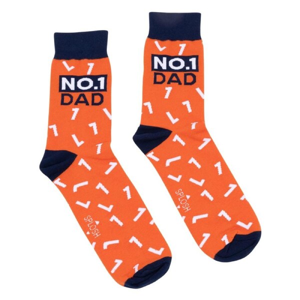 Splosh Men's Fathers Day No.1 Dad Crew Socks Fashion Soft Cotton Blend One