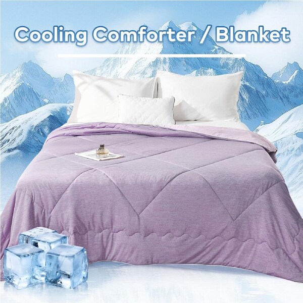 LINENOVA Cooling Comforter/Blanket,Lightweight Cool Blankets for Hot Sleepers and Night Sweats, Soft Breathable Summer Comforter 4 Colors Choice Queen / Dusty Purple