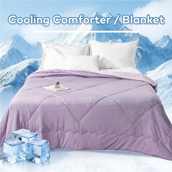 LINENOVA Cooling Comforter/Blanket,Lightweight Cool Blankets for Hot Sleepers and Night Sweats, Soft Breathable Summer Comforter 4 Colors Choice King / Dusty Purple