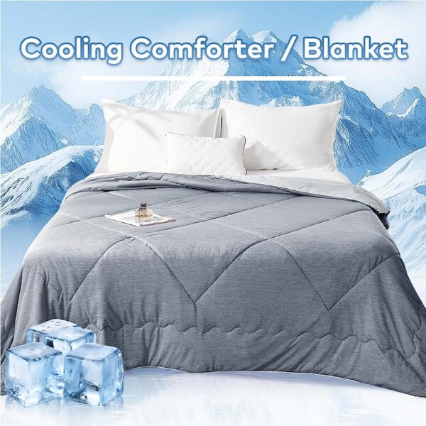LINENOVA Cooling Comforter/Blanket,Lightweight Cool Blankets for Hot Sleepers and Night Sweats, Soft Breathable Summer Comforter 4 Colors Choice Super King / Grey