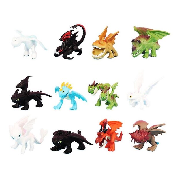 12pcs/set How To Train Your Dragon Action Figures Toothless Light Night Fury Mini Model Figure Doll Toys For Kids Boys Girls Gifts Collection As shown