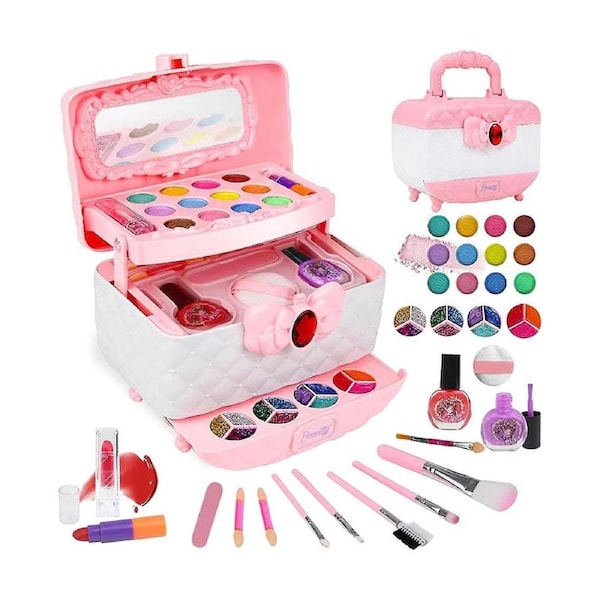 Kids Washable Makeup Girls Toys - Girls Makeup Kit For Kids Make Up Set Real Pink