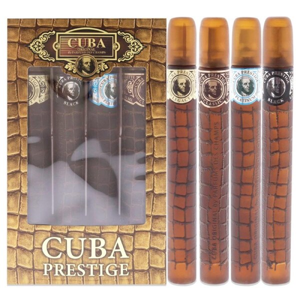 Cuba Cuba Prestige by Cuba for Men 4 Pc Gift Set 1.17oz Classic EDT Spray, 1.17oz Black EDT Spray, 1.17oz Platinum EDT Spray, 1.17oz Legacy EDT Spray 4 Pc Gift Set