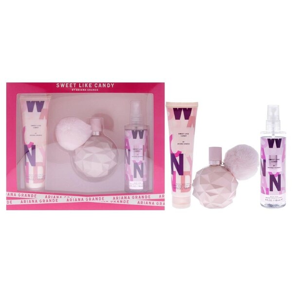 Ariana Grande Sweet Like Candy by Ariana Grande for Women - 3 Pc Gift Set 3.4oz EDP Spray, 3.4oz Body Souffle, 4oz Body Mist 3 Pc Gift Set