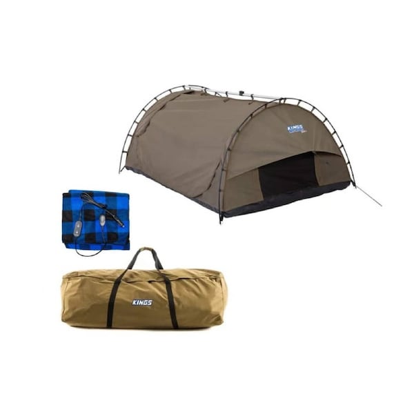 Kings Big Daddy Deluxe Double Swag - (No Bag) + Bag Canvas+ 12V Electric Blanket