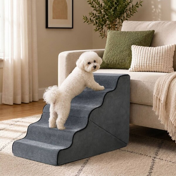 Alopet Pet Ramp Foam Dog Cover Stairs Washable Ladder For Bed Sofa Car 5 Steps