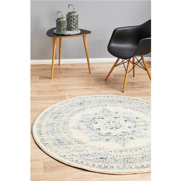 Rug Culture Off White Bohemian Transitional Round Rug 200X200CM