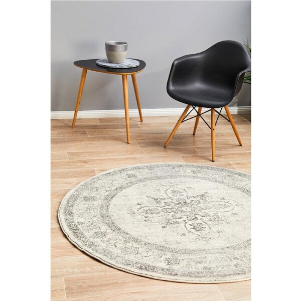 Rug Culture Silver Bohemian Transitional Round Rug 150X150CM