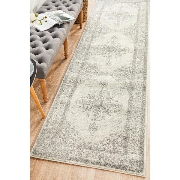 Rug Culture Silver Bohemian Transitional Runner Rug 400X80CM