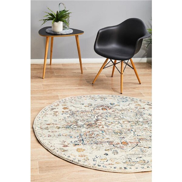 Rug Culture Silver Multi Bohemian Transitional Round Rug 150X150CM
