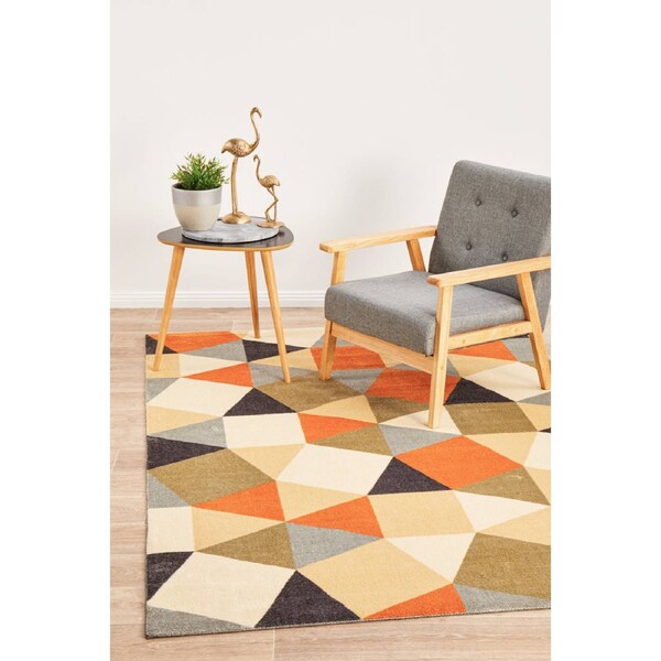 Rug Culture Rust Digital Print Super Soft Tesselate Rug 220X150CM