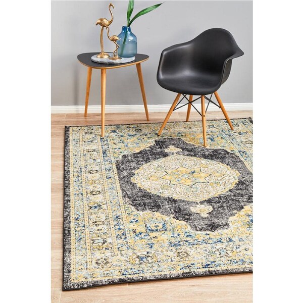Rug Culture Charcoal & Yellow Bohemian Transitional Rug 290X200CM