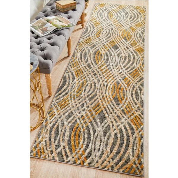 Rug Culture Charcoal Silky Finish Mid Century Runner Rug 300X80CM