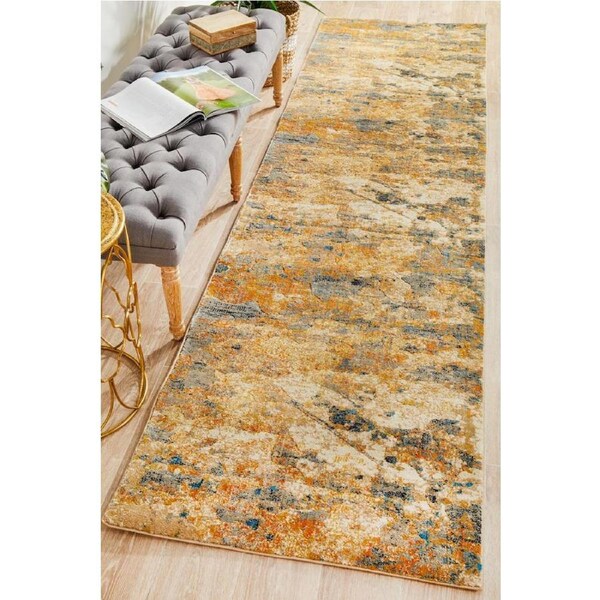 Rug Culture Rust Silky Finish Abstract Runner Rug 300X80CM