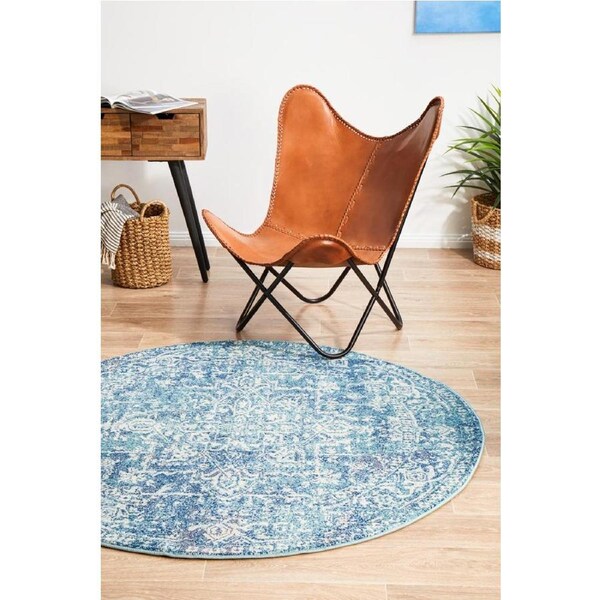 Rug Culture Blue Vintage Glam Round Rug 200X200CM