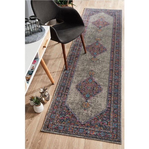 Rug Culture Grey Cotton Blend Vintage Style Runner Rug 400X80CM