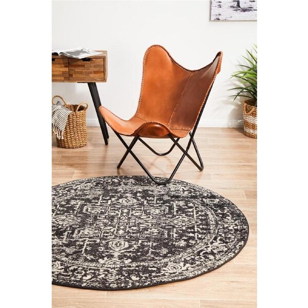 Rug Culture Charcoal Vintage Glam Round Rug 150X150CM