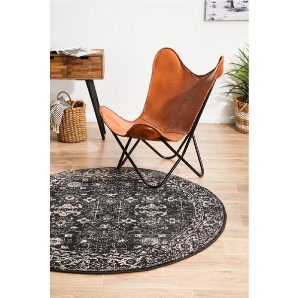 Rug Culture Charcoal Vintage Style Round Rug 150X150CM