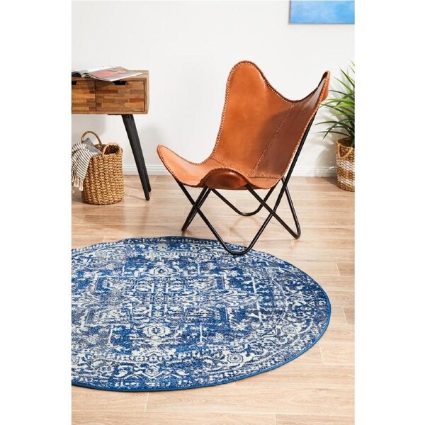 Rug Culture Navy Vintage Glam Round Rug 200X200CM
