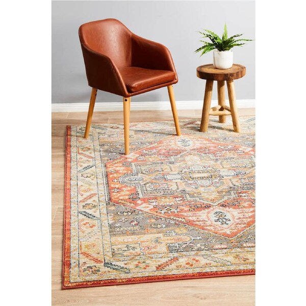 Rug Culture Terracotta Multi Vintage Look Aztec Rug 290X200CM