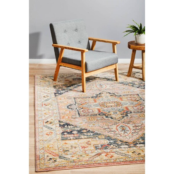 Rug Culture Salmon Multi Vintage Look Aztec Rug 330X240CM