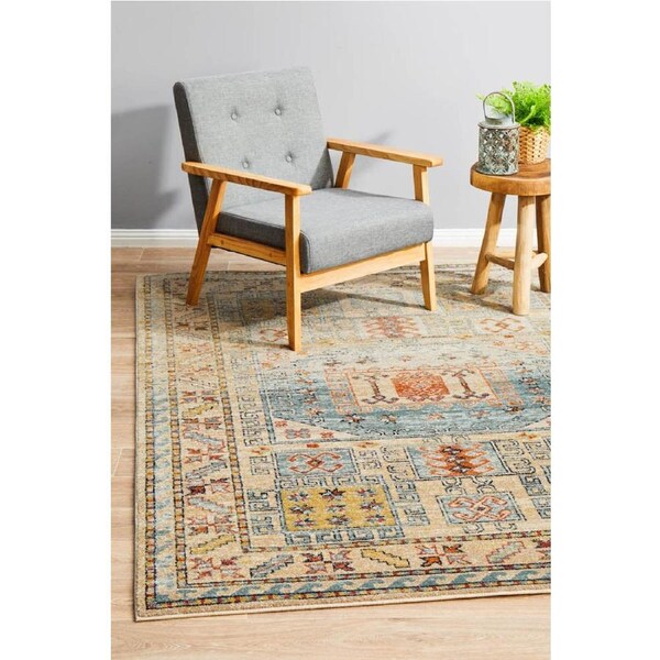 Rug Culture Sky Blue Multi Vintage Look Aztec Rug 230X160CM