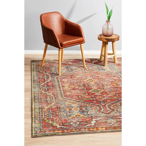 Rug Culture Crimson Multi Vintage Look Aztec Rug 330X240CM