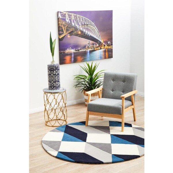 Rug Culture Grey Handmade High Quality Wool Geo 3D Round Rug 200X200CM