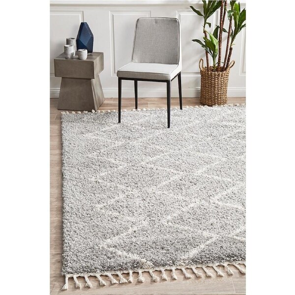 Rug Culture Silver & Ivory Skandi Modern Shag Rug 290X200CM