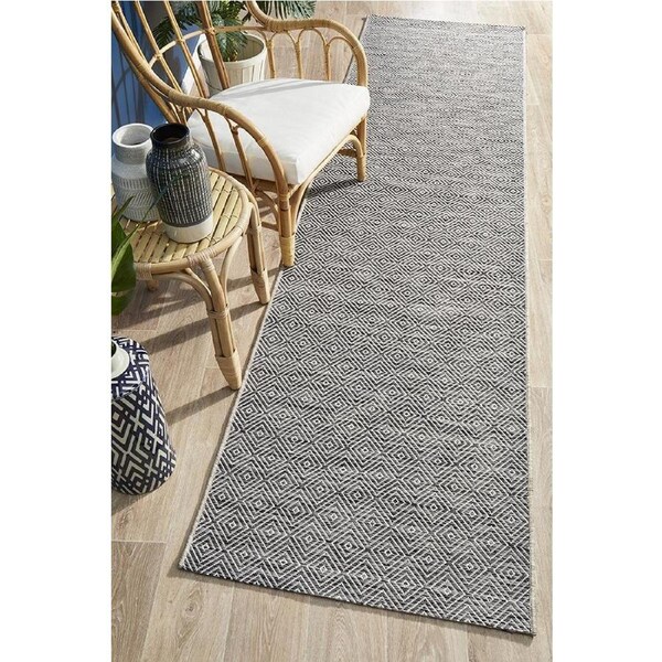 Rug Culture Charcoal Grey Indoor/Outdoor Flat Woven Runner Rug 300X80CM