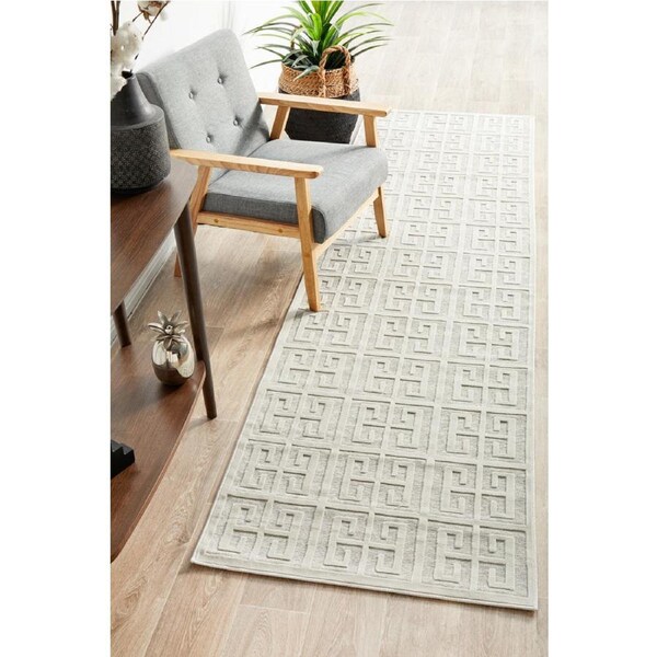 Rug Culture Off White & Natural Art Deco Textured Rug 300X80CM