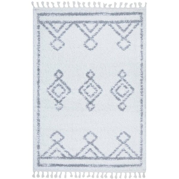 Rug Culture White & Silver Modern Berber Shag Rug 330X240CM