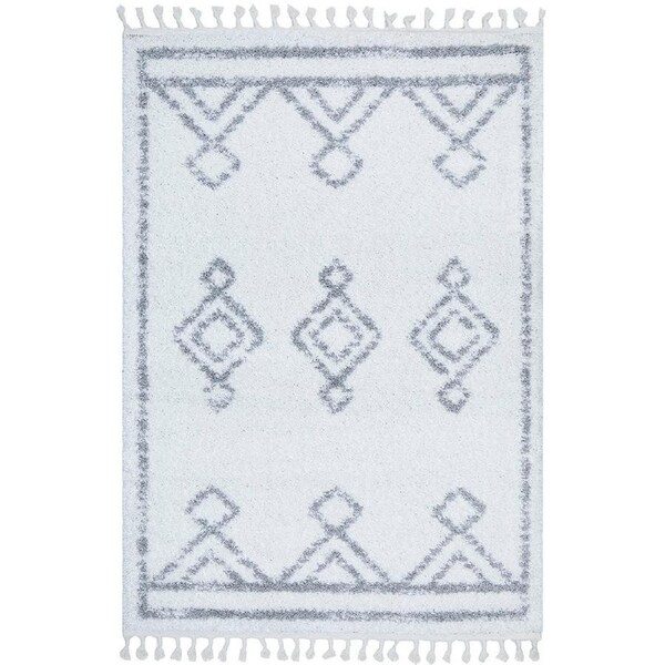 Rug Culture White & Silver Modern Berber Shag Rug 380X280CM